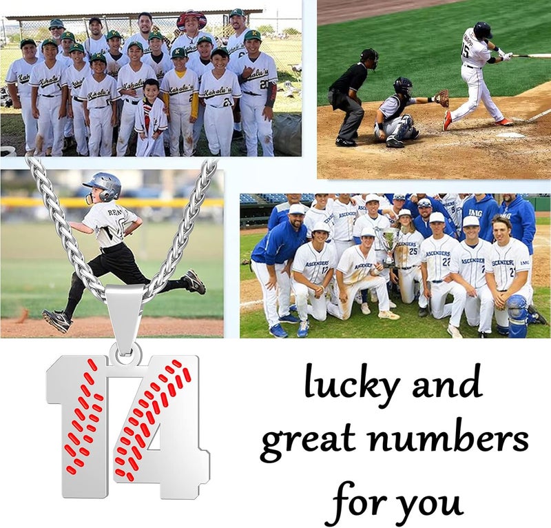 Wikavanli Personalized Baseball Jersey Number 00-99 Necklace - Stainless Steel Baseball Chain Pendant Necklace - Team Jewelry Gift for Boys, Girls, Men, Women - Image 3